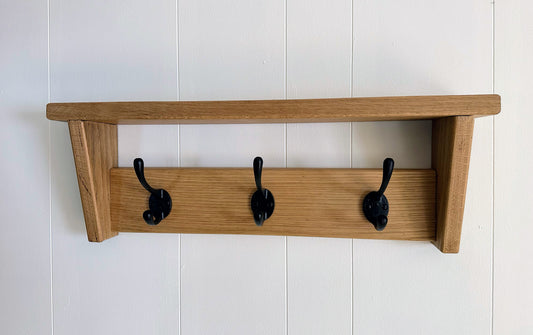 oak coat hook with shelf