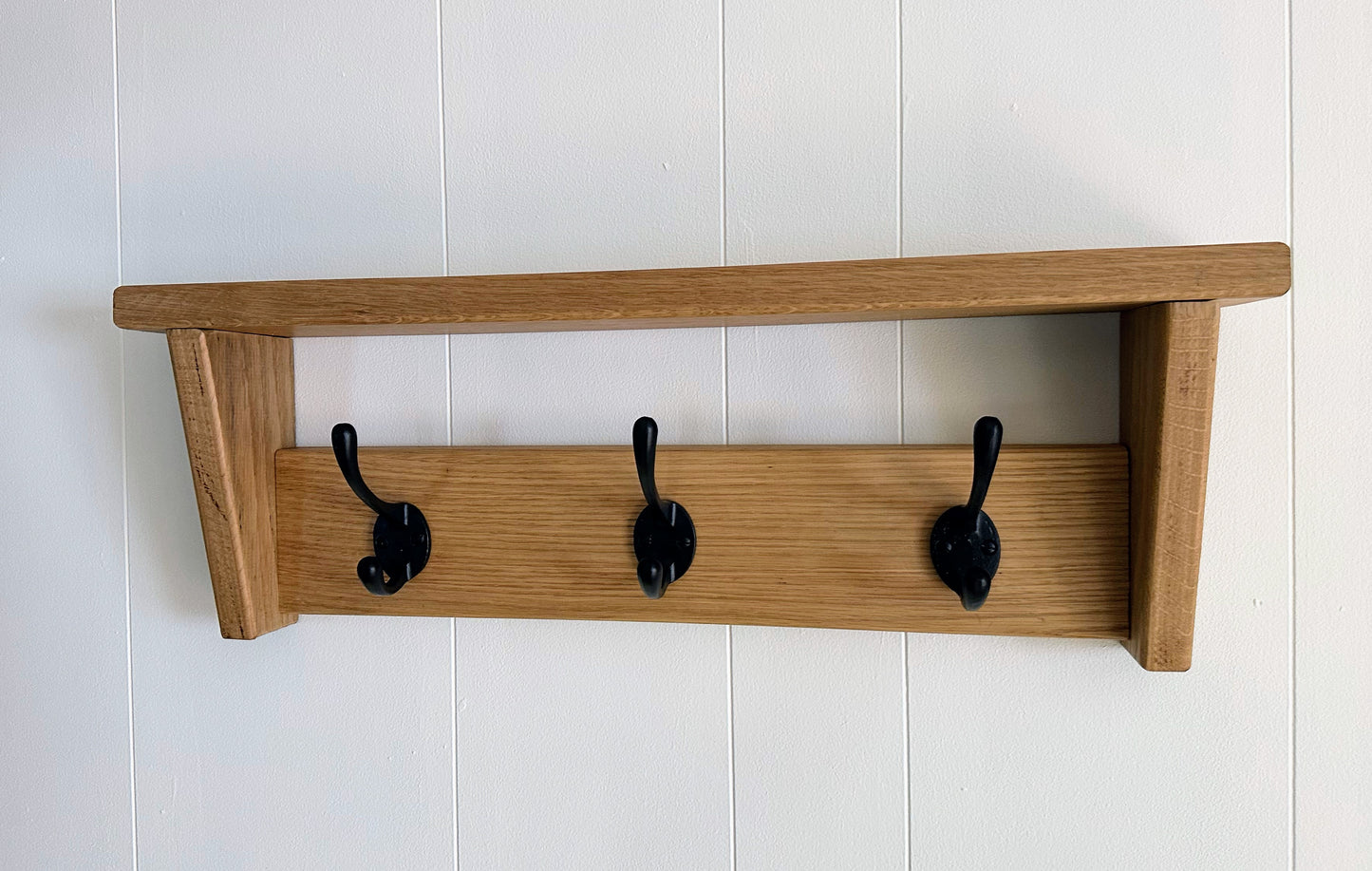 oak coat hook with shelf