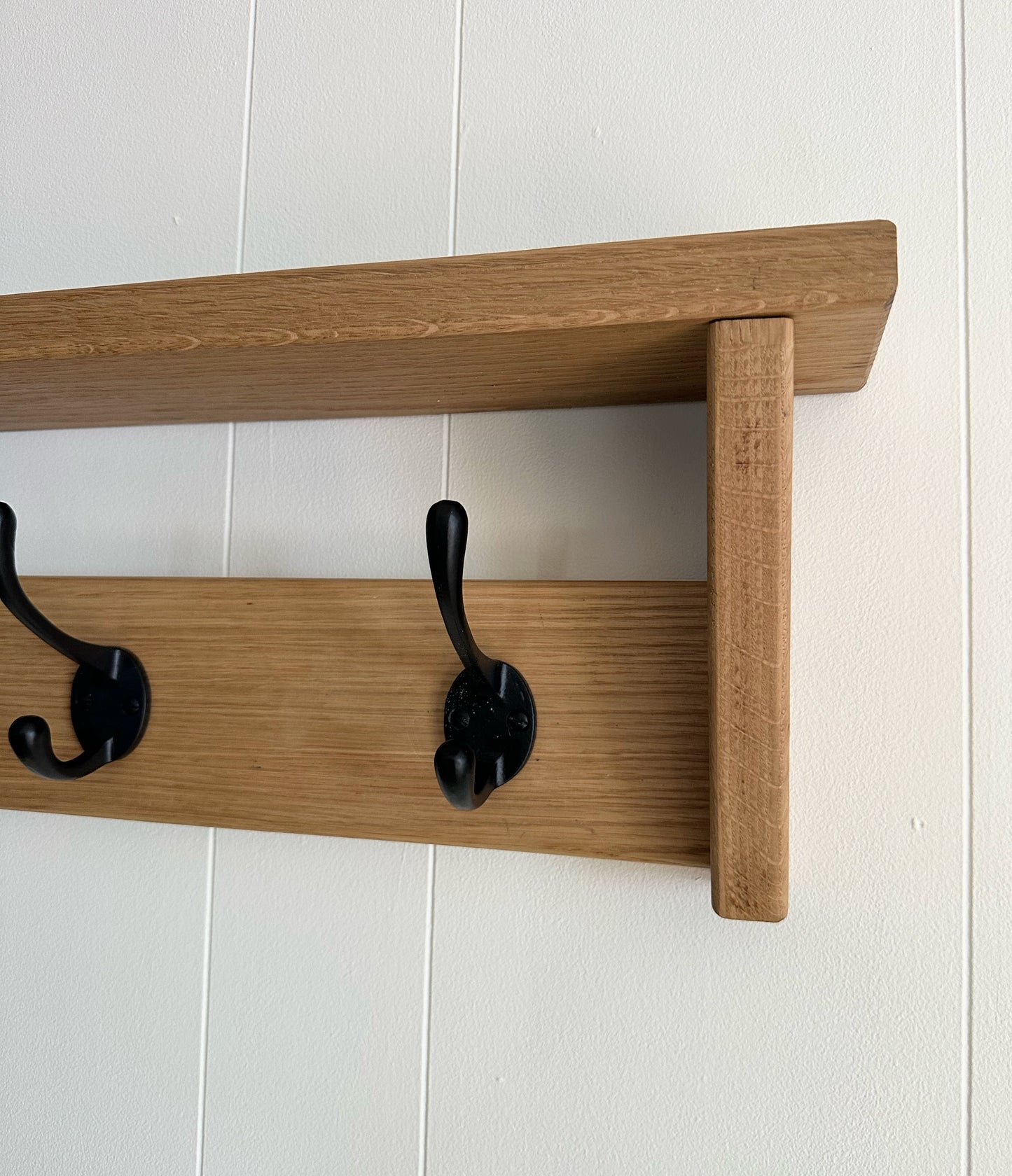 oak coat hook with shelf
