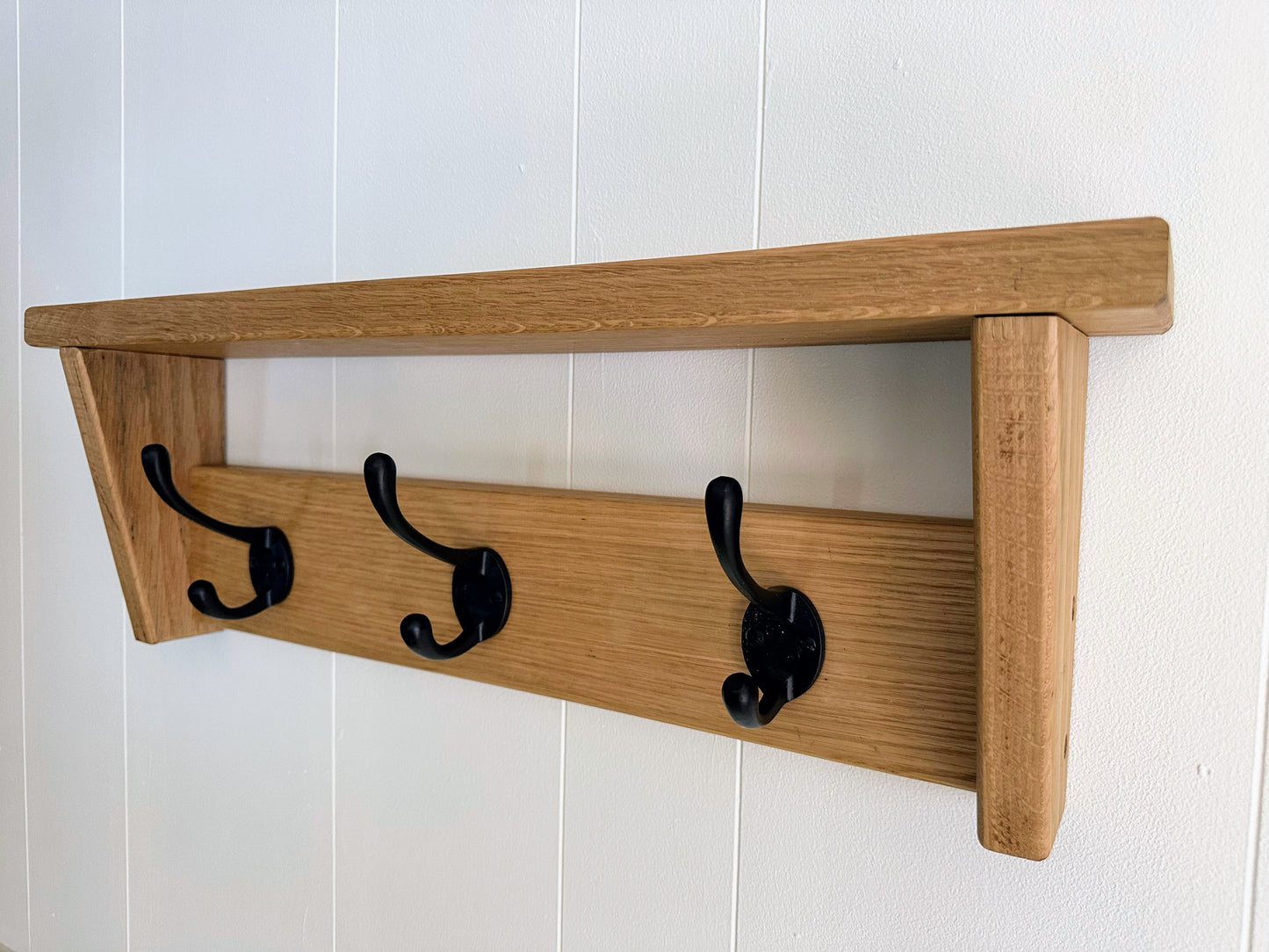 oak coat hook with shelf