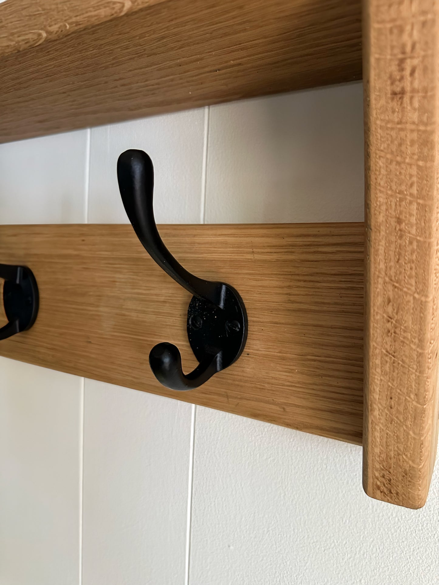 oak coat hook with shelf