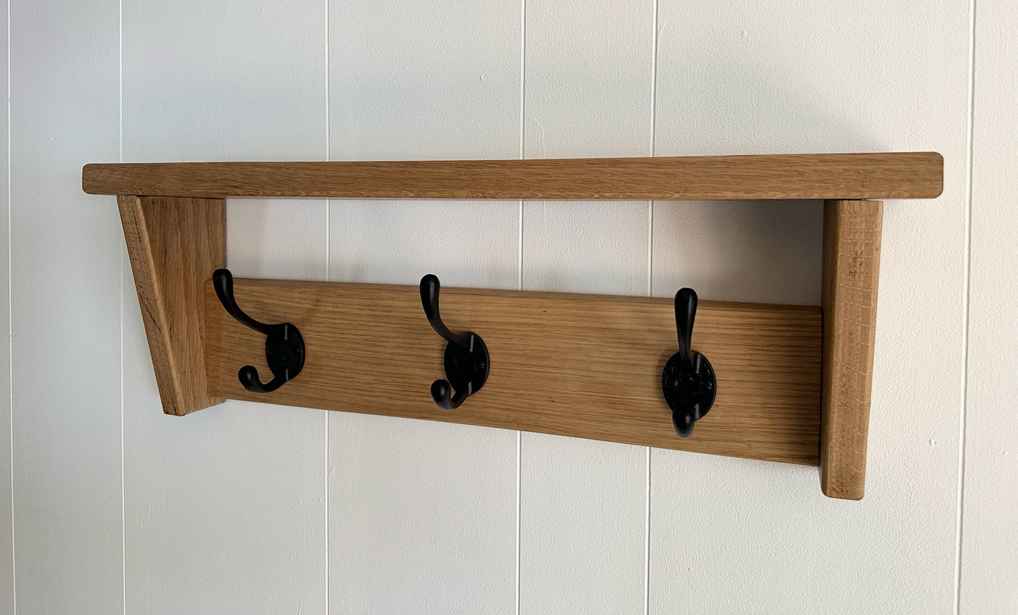 oak coat hook with shelf