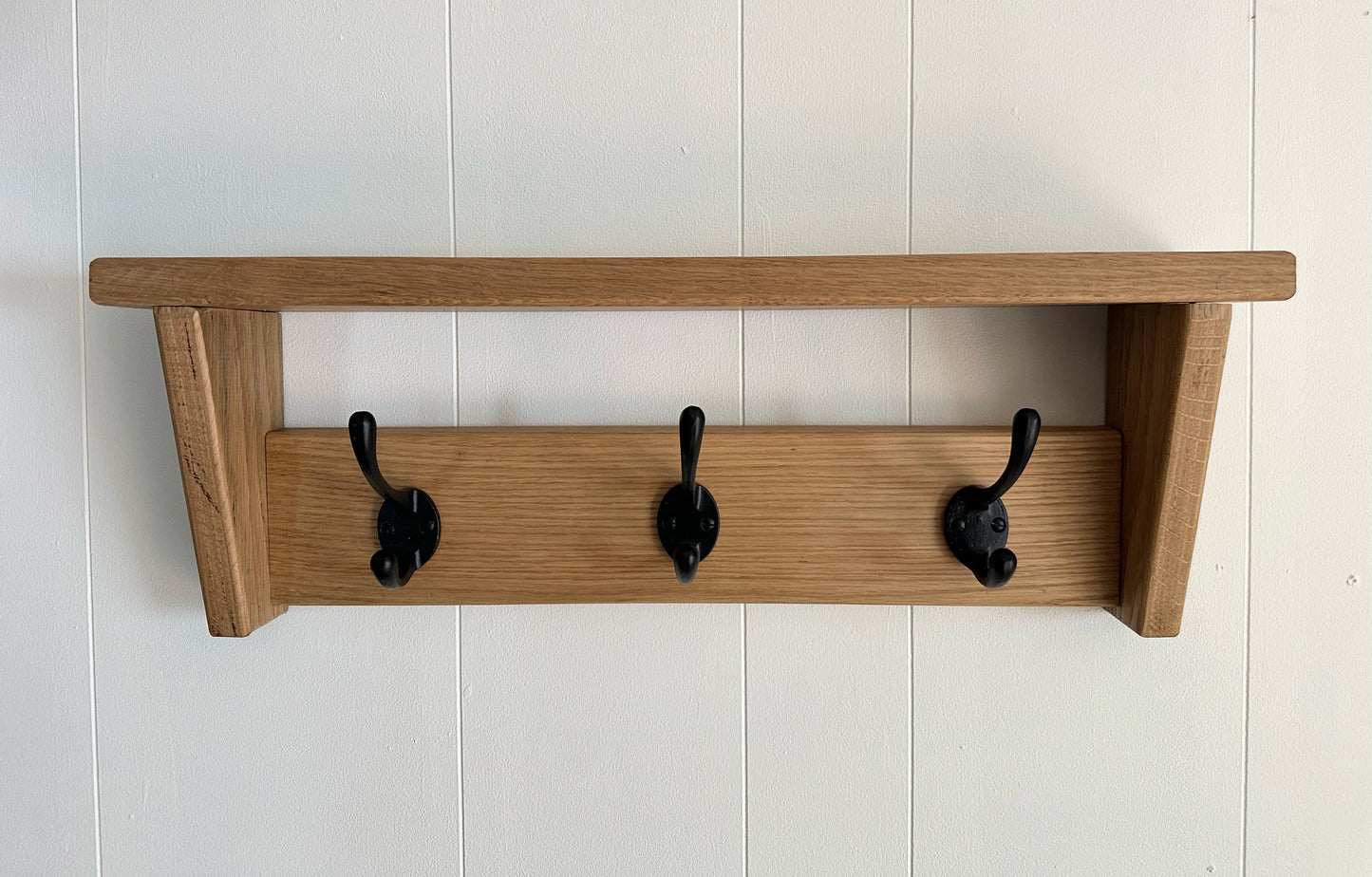 oak coat hook with shelf
