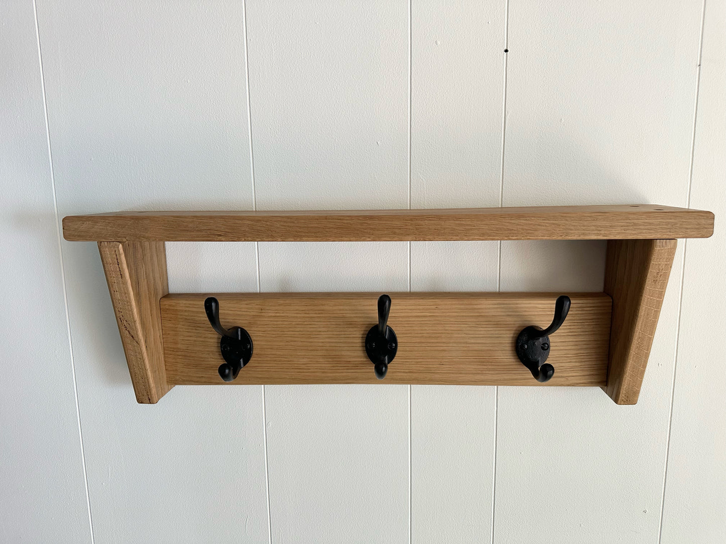 oak coat hook with shelf